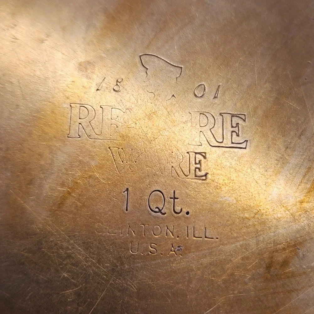 Revere Ware 1 Qt Saucepan Copper Bottom Stainless Steel Clinton IL USA Vintage